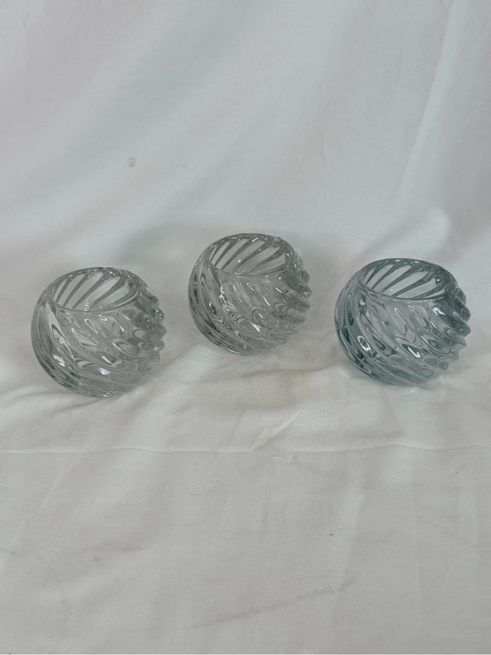 Vin Partylite Swirl Ball Candle Holder Set Of 3 Illusions Glass Votive Tea Light